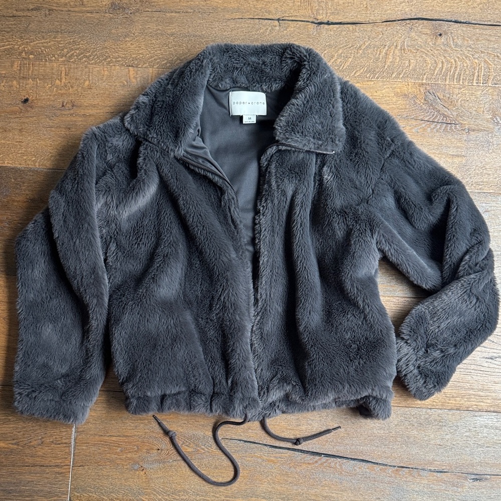 Paper Crane Gray Teddy Jacket